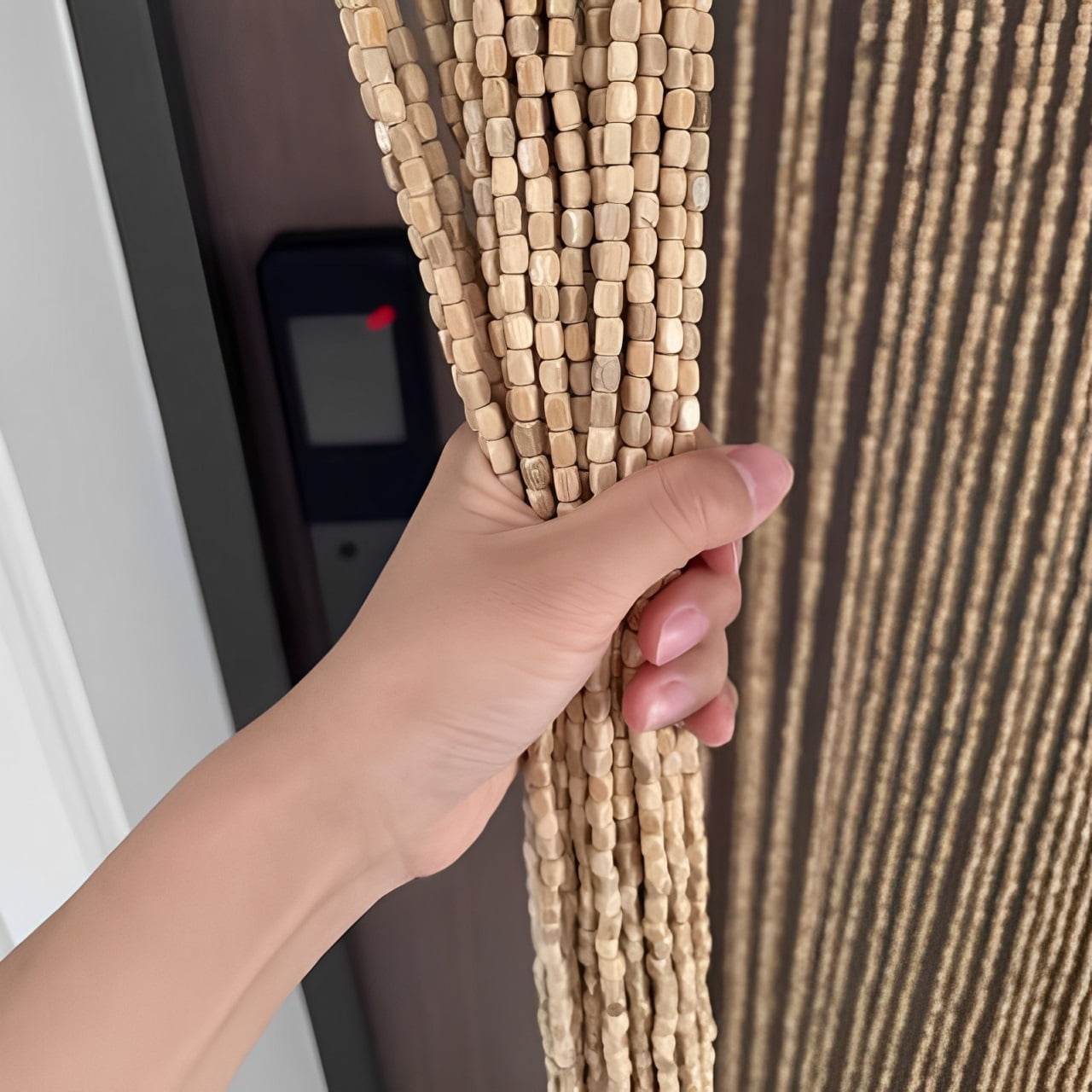 Bamboo Bead Curtain for Doors, Hanging Durable Door Curtain, Hanging Fly Curtain, Decorative Wooden Bead Curtain, for Room/Window/Hallway Entrance