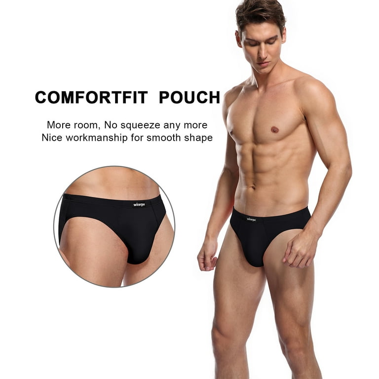 wirarpa Men's Underwear Modal Microfiber Briefs No Fly Underpants Black 4  Pack Sizes S-3XL 