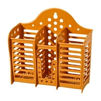 Orange Tableware Storage Basket Wall Mounted, Hollow Utensil Drainer for Chopsticks Spoons, Plastic Organizer for Kitchen Bathroom Office Party Camping