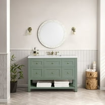 James Martin Vanities 48" Single Vanity, Smokey Celadon w/ 3 CM White Zeus Top