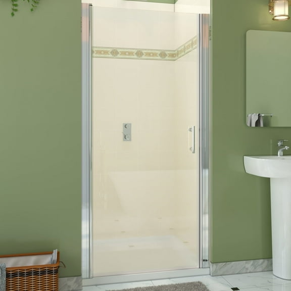 Sunny Shower Chrome Finish 30 in. W x 72 in. H Shower Door Frameless Reversible Glass Door