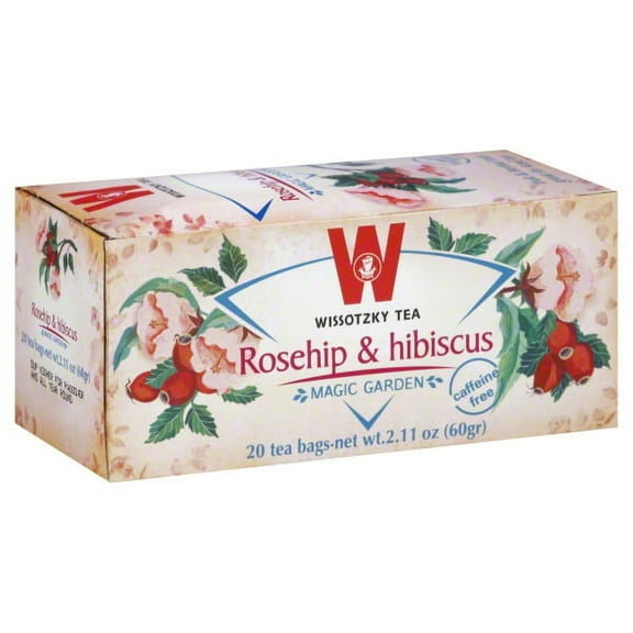 Wissotzky Tea Kosher Magic Garden Fruit & Herbal Tea Rosehip & Hibiscus Caffeine Free - 20 Tea Bags