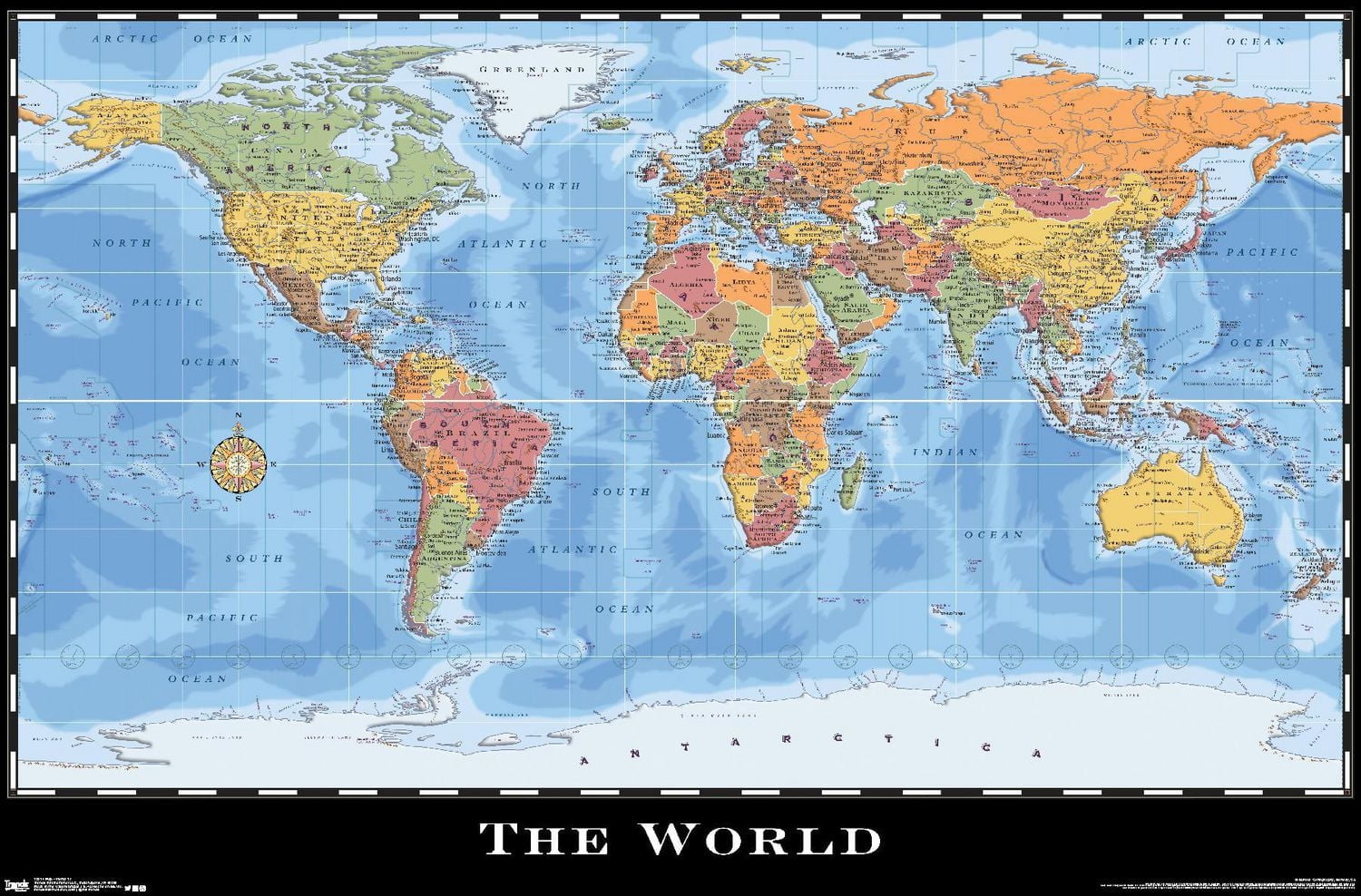 Map - World Wall Poster, 22.375" x 34"