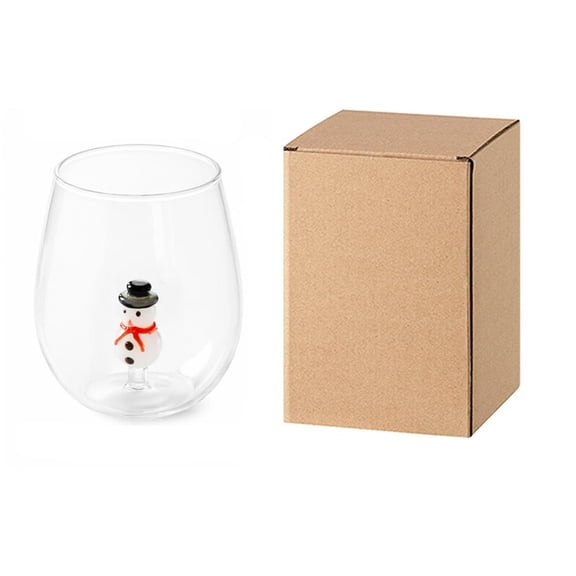 Christmas Glass Cup with 3D Snowman Inside, 13.5 oz Borosilicate Mug for Cocoa, Coffee, and Tea