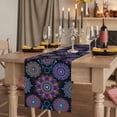 thumbnail image 6 of Boho Floral Cotton Linen Table Runner for Dining Kitchen, Abstract Bohemia Flower Plant Black Wedding Outdoor Party Tablerunners Decoration, Dresser Scarf Coffee Tablecloth Runners 13x90 Inches, 6 of 8