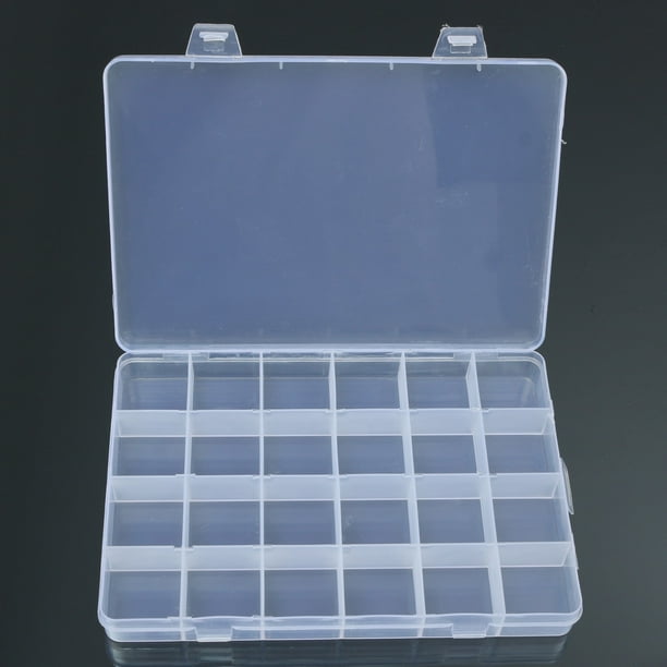 Boîte en Plastique 24 Compartiments Bijoux Rangement Conteneur Organisateur d'Artisanat