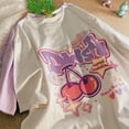 thumbnail image 4 of Camiseta con estampado de frutas Kawaii para mujer, de manga corta Camiseta holgada Harajuku, camiseta de gran tamaño, ropa Y2k, Camiseta estampada de Anime, 4 of 5