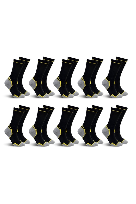 Mens Work Sock, AMITOFO Thick Durable Boot Socks for Men Size 11-13 Breathable Seamless Toe Mens Outdoor Work Socks for All-Season Wear Black 10-Pack