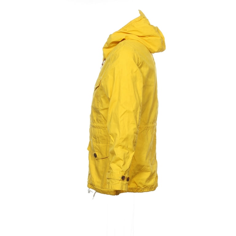 French Connection Delta Waxed Wolf Hood Mens Rain Jacket Large Yellow