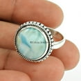 thumbnail image 2 of Natural Larimar Gemstone Womens Ring, Delicate Ring, Solitaire Ring, Bridesmaid Gifts, Bohemian Ring, Metaphysical Gifts, Cool Ring, Designer Handmade Ring, Mothers Day Gifts (larimar, Size 7), 2 of 3