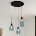 thumbnail image 2 of Millie 3L Bronze Farmhouse Jar Pendant Chandelier Ceiling Light Fixture Blue Glass, 2 of 10