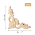 thumbnail image 2 of Uxcell 4Pcs Apliques de Madera Tallada, 12x12 cm/4.7x4.7 in Esquinas sin Pintar Decoraciones de Flores para Puertas, 2 of 6