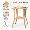 thumbnail image 4 of Alvantor Natural Wicker Small Side Table 18 x 18x 22.6 in Outdoor Patio End Table with Ripple Tempered Glass Top and Lower Shelf, 4 of 7