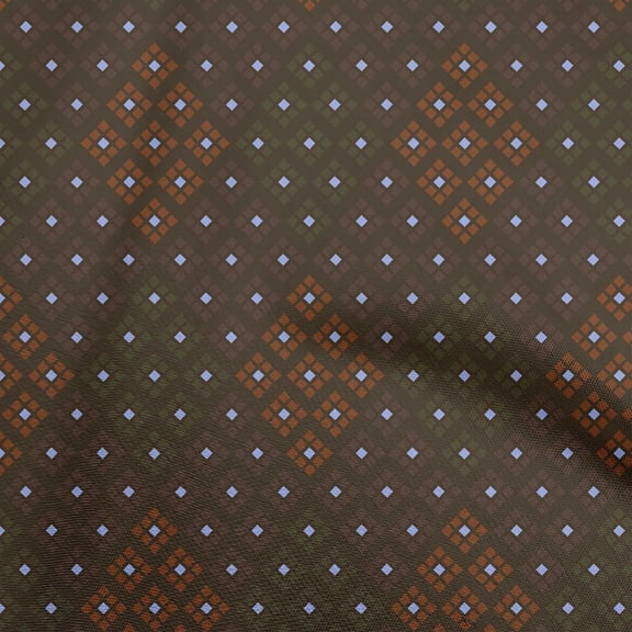 oneOone Cotton Poplin Brown Fabric Argyle Dress Material Fabric Print Fabric By The Yard 42 Inch Wide