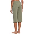 thumbnail image 2 of Wide Leg Casual Pants Women Solid Elastic Waist Capris, 2 of 4