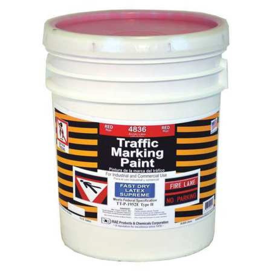 RAE 4836 Traffic Zone Marking Paint, 5 gal., Red, Latex Acrylic Based