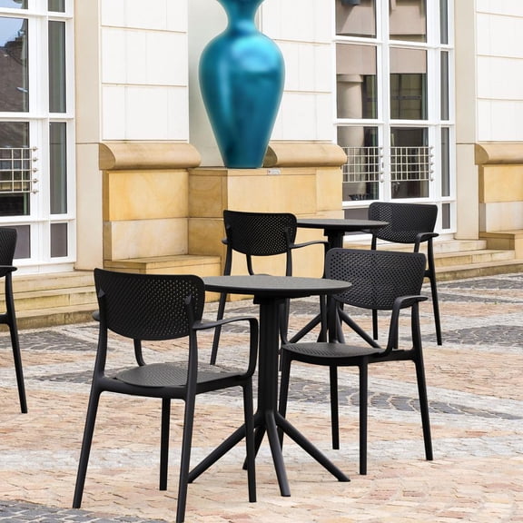Compamia Loft Round Bistro Set 3 Piece with 24 inch Table Top Black