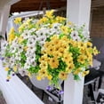 thumbnail image 6 of 6 Bundles Artificial Outdoor Flowers,UV Resistant Fake Violets Flowers with stems Plastic Faux Flowers Greenery Plants for Outdoor Hanging Plants Garden Porch Window Box Decor (White), 6 of 16
