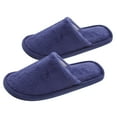 thumbnail image 4 of Dytern Winter,Non-slip Slipper Warm Cotton Slippers Plush Floor Shoes Winter Indoor Slippers for Man Woman (Dark Blue 44-45 Yard 9US,8UK，42.5EU,10.611Inch), 4 of 10