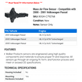 thumbnail image 2 of Mass Air Flow Sensor - Compatible with 2000 - 2001 Volkswagen Passat, 2 of 2