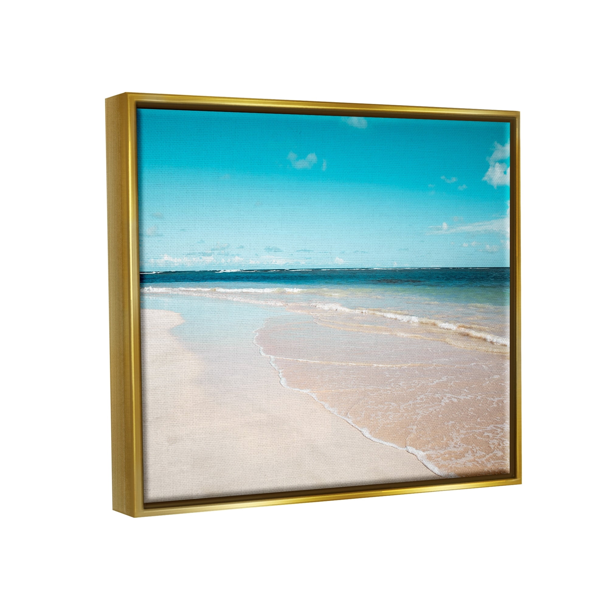 Stupell Industries Vivid Blue Panoramic Sky Sandy Beach Coast Photograph Metallic Gold Floating Framed Canvas Print Wall Art, Design by Danita Delimont