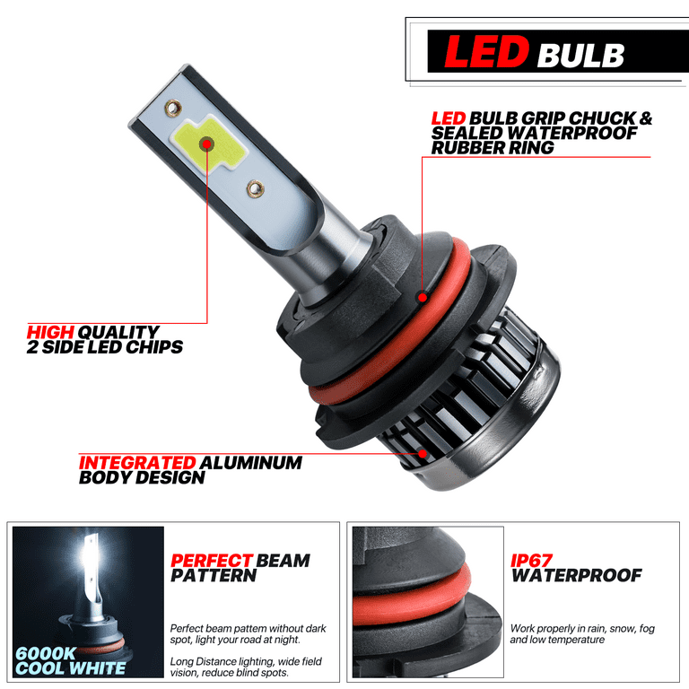 M-AUTO Headlight Assembly with Pre-Assembled 6000K LED Bulbs for