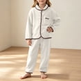 thumbnail image 5 of OGLCCG Unisex Kids Fleece Outfits 2 Piece Plush Lounge Set for Boys Girls Button Down Shirt and Pants Fall Winter Matching Clothing Sets 6M-14 Years, 5 of 8