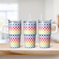 thumbnail image 2 of 20oz Geometric Texture Stainless Steel Tumbler, Double Wall Insulated Travel Coffee Mug with Handle Leak Proof Design Straw, 2 of 5
