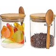 thumbnail image 3 of Glass Food Airtight Canister Castor Wooden Twist Lid Kitchen Candy Storage Tank Jar Bamboo Food Cont, 3 of 5