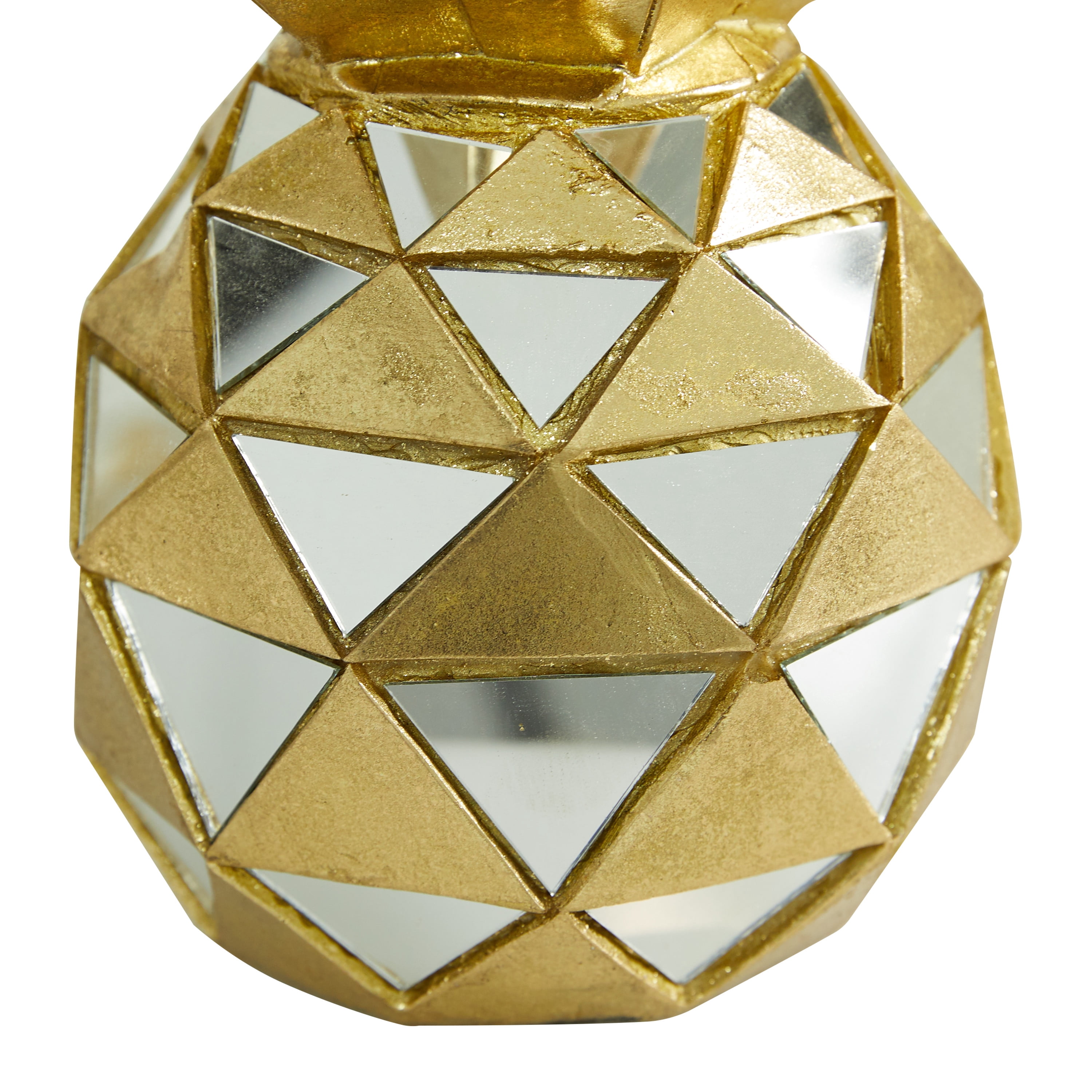 10", 6", 4"H Gold Polystone Decorative Fruit Sculpture with Mirror Accents, by DecMode (3 Count)