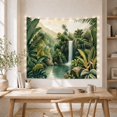 thumbnail image 5 of Tropical Waterfall in Misty Jungle, Serene Illustration for Nature Lovers, Botanical Wall Art, Housewarming Gift, Tapestry Wall Hanging for Bedroom and Living Room, 5 of 7