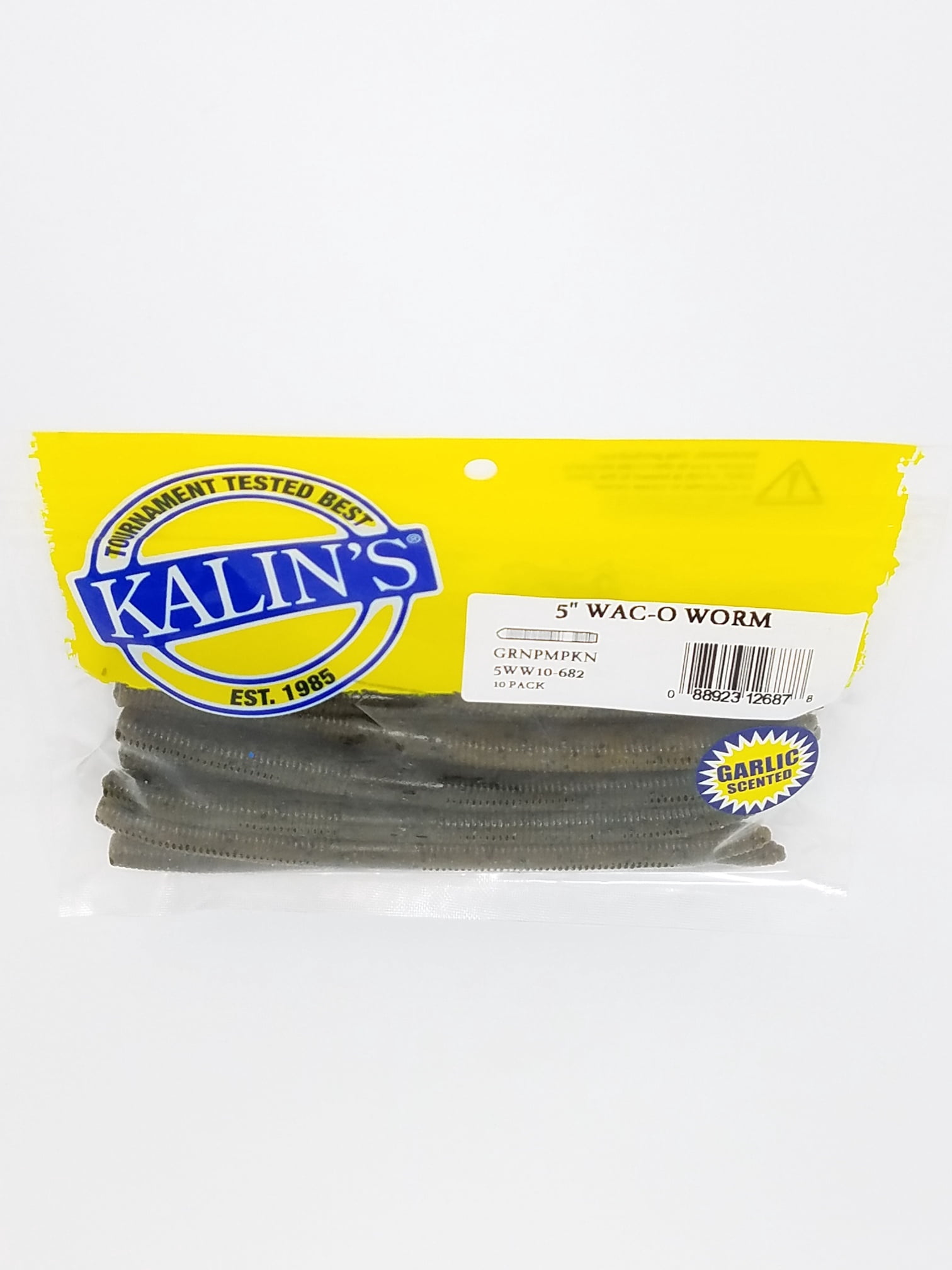 Kalins Freshwater 5" Waco Worm Soft Plastics Bait,Fishing Lure, Green Pumpkin, Lakes , 10pk