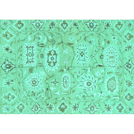 Ahgly Company Indoor Rectangle Abstract Turquoise Blue Modern Area Rugs, 2' x 5'