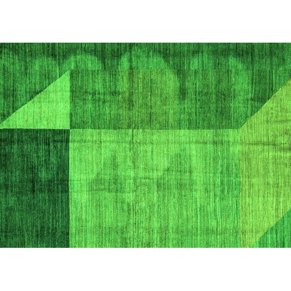 Ahgly Company Indoor Rectangle Abstract Green Modern Area Rugs, 5' x 7'