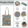 thumbnail image 5 of Boho Chic Canvas Tote Bag – Vintage Floral Tribal Pattern Reusable Grocery Bag, Abstract Geometric Earthy Aesthetic Shopping Bag for Women, Hippie & Artistic Lifestyle, 5 of 7