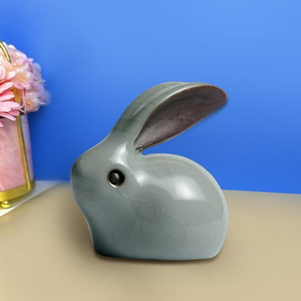 Adorno de estatua mascota de té de cerámica, estatuil de té de Animal coleccionable bien hecha para decoración de té de escritorio de Baoblaze Estatua de estatuilla de conejo