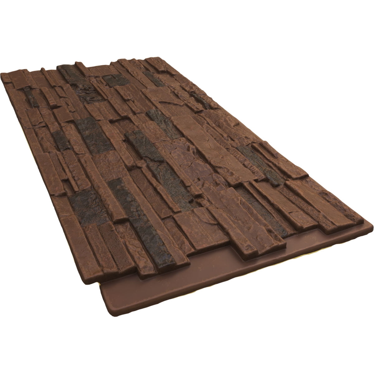 Ekena Millwork 48.625"W x 24.75"H x 1.25"D Cascade Stacked Stone, StoneWall Faux Stone Siding Panel, Canyon Brown
