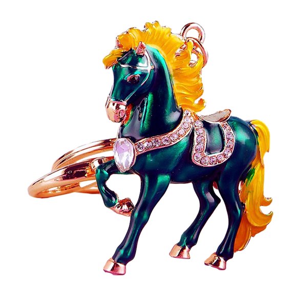 Llavero de caballo con brillantes diamantes de imitación incrustados, llavero decorativo de buena suerte, accesorio festivo.