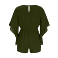 thumbnail image 4 of Wycnly Womens Jumpsuits Tie Waist Ruffle Layer Lightweight Chiffon Short Jumpsuits Overalls Casual Solid V-Neck Elbow-Length Mini Summer Rompers Army Green s, 4 of 6