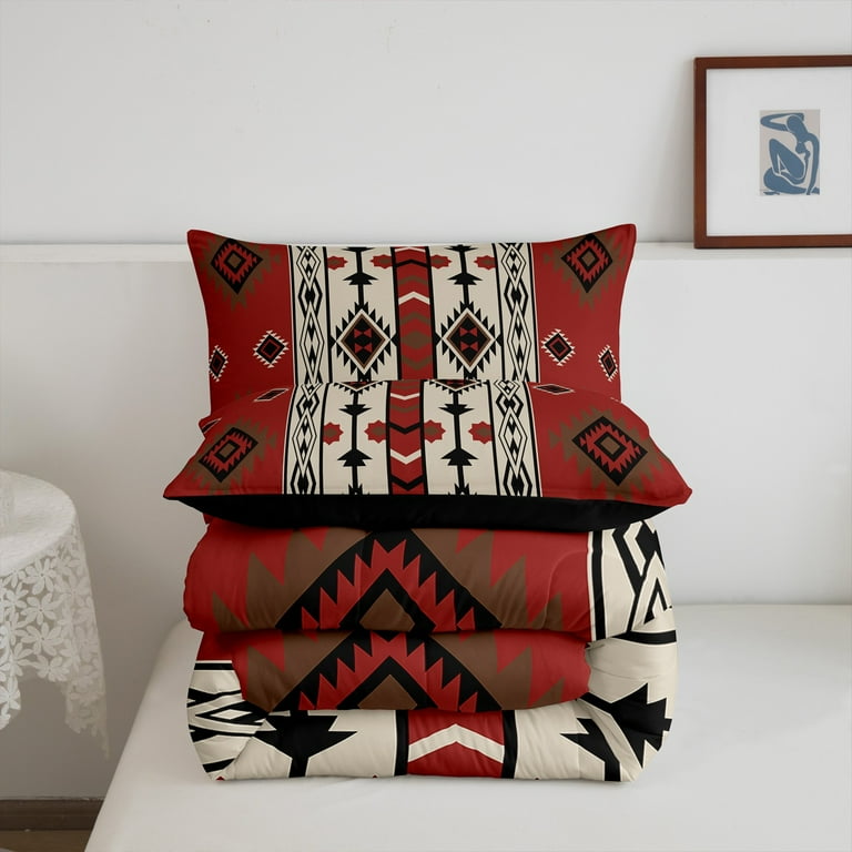 Set Copripiumino Western Con Teschio E Motivi Tribali – Completo Queen Size, 200x228 Cm + 2 Federe