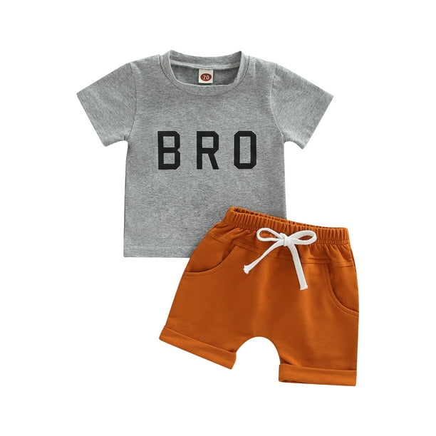 Newborn Baby Boy Clothes Summer Short Sleeve Tshirt Tops Solid Color Shorts 3 6 9 12 18 Months