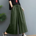 thumbnail image 5 of WIZUTIZ Women's Ice Silk Wide Leg Cropped Pants High Waist Elastic Band Lightweight Breathable Summer Trousers Solid Color Flowy Chic Soft, 5 of 5
