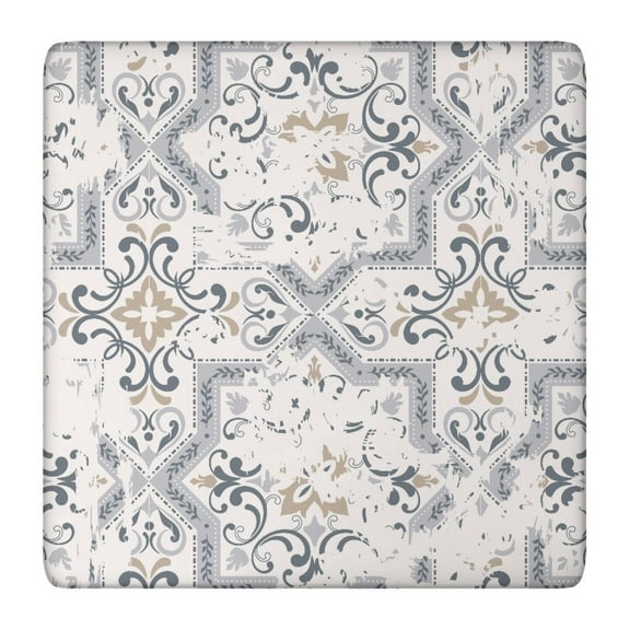 Colorful Floral Square Table Cover with Stretch Elastic Edges, 36x36 Inch Boho Tablecloth for Indoor and Outdoor Card Tables