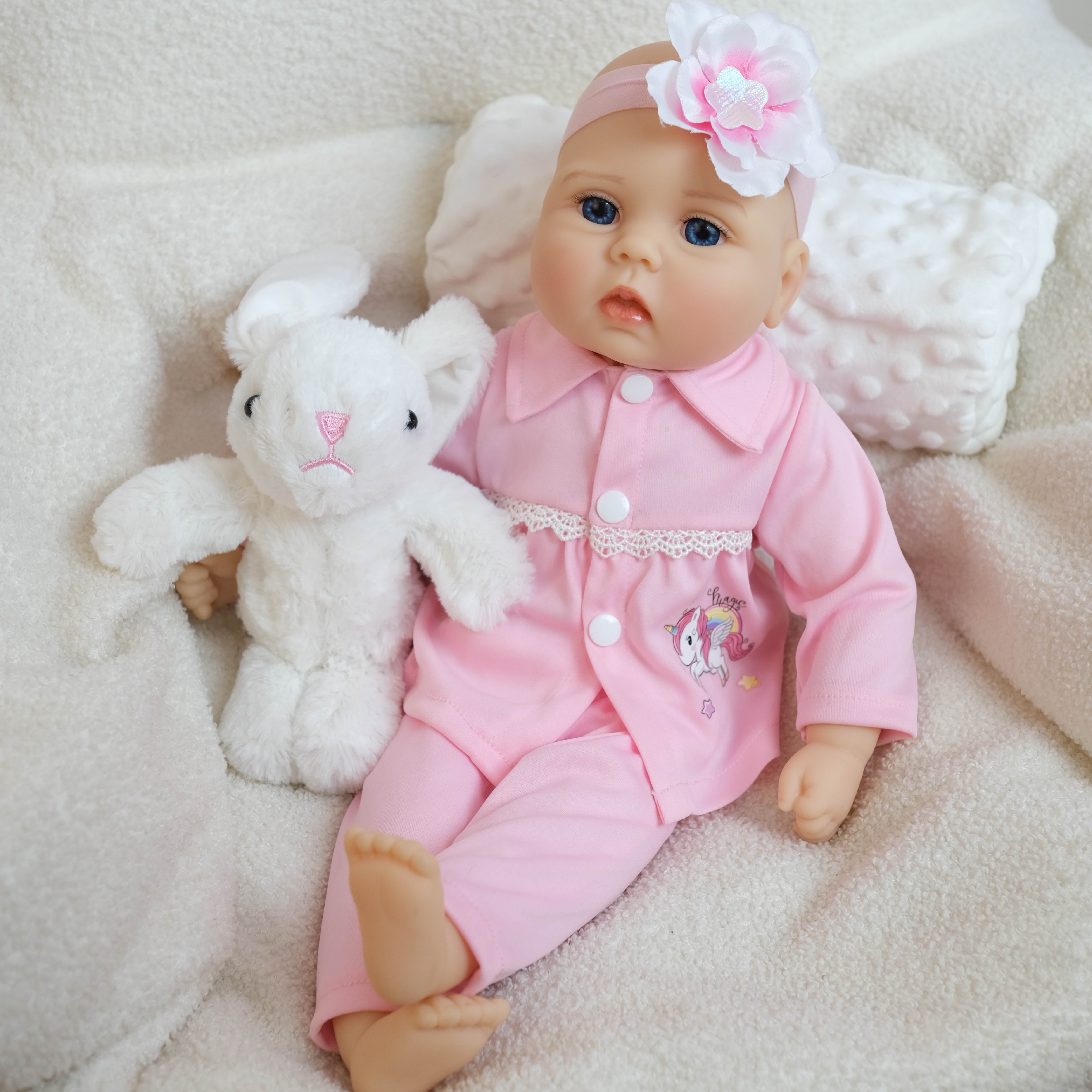 Finished 18Inch 45cm Reborn Baby Dolls That Look Real Handmade Realistic Newborn Baby Doll Machine Wash'n Dry Doll Playset Lifelike Baby Girl Doll Toys Set for Birthday Gift for Kids