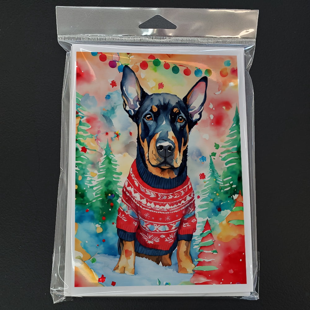 Doberman Pinscher Christmas Greeting Cards Pack of 8 7 in x 5 in