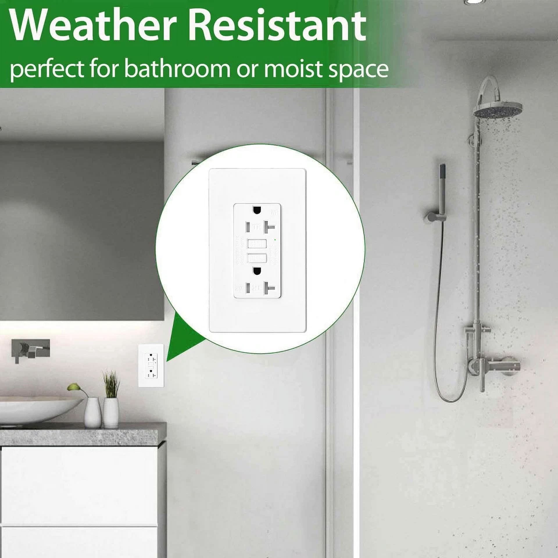 Kingsale4U 20 Amp 125-Volt Slim Gfci Outlet White Receptacle