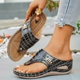 thumbnail image 4 of Rokment Women's Orthopedic Wedges Flip Flops Dress Sandals 2026 Summer Fashion Casual Comfortable Leather Platform Arch Support Walking Thongs Beach Slip on Slides Black Size 9, 4 of 7