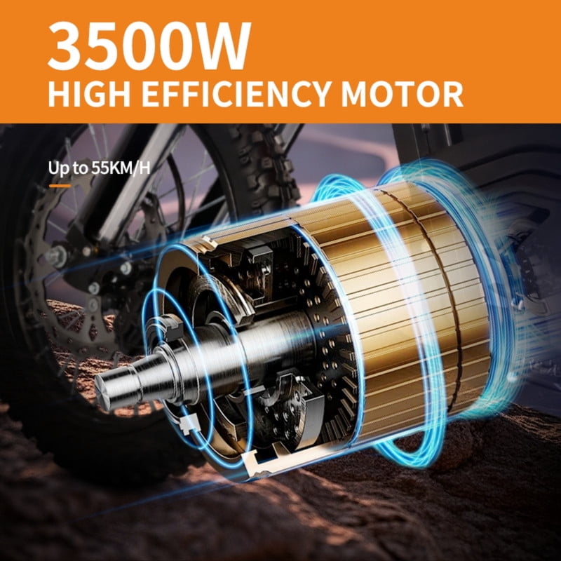 HEZZO D3 Electric Dirt Bike for Adult Teens,3500W Motor Up to 37 mph,60V 30Ah Battary, 14" Wheels, Hydraulic Disc,Full Suspension,160NM E-Motorcycle