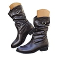 thumbnail image 3 of UngA Women's Mid Calf Boots Fashion Casual Knee-High Flat Heel Winter Boot for Women Brown,Size 9.5, 3 of 7