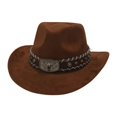 thumbnail image 1 of Sombrero de vaquero moda cálido sombrero de protección ar para montar fijación temática de senderismo Café, 1 of 8